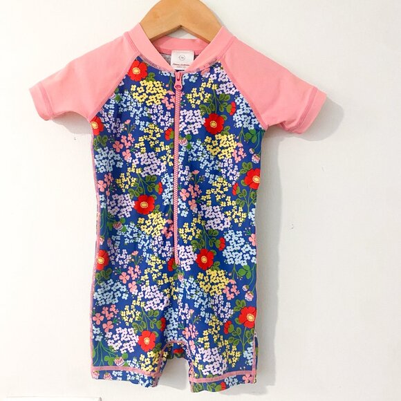 Baby Girl Floral One-Piece Rash Guard Swimsuit - Picture 5 of 5